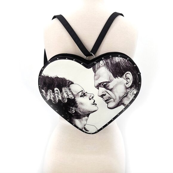 Frankenstein with Bride Glow in the Dark Heart Shape Backpack - Picture 4 of 6
